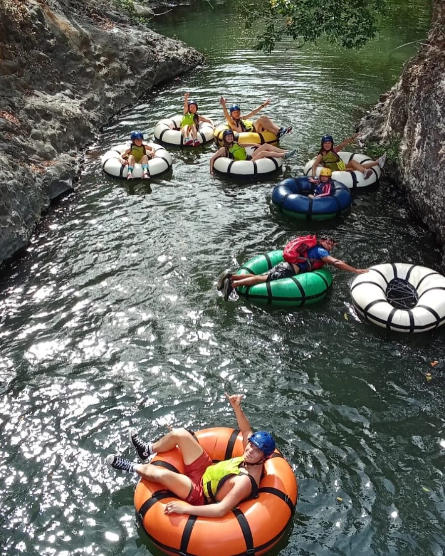 Group tubing through the river canyon, Guanacaste Costa Rica